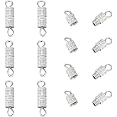 UNICRAFTALE 10Pcs Screw Twist Clasps Barrel Screw Clasps Stainless Steel Screws Claps Screws Type Connector Cord End Cap Fastener for DIY Jewelry Making Necklaces Bracelet Clasp