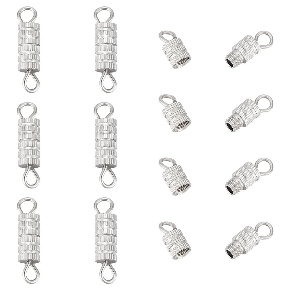 UNICRAFTALE 10Pcs Screw Twist Clasps Barrel Screw Clasps Stainless Steel Screw Claps Screw Type Connector Cord End Cap Fastener for Jewelry Making Necklaces Bracelet Clasps