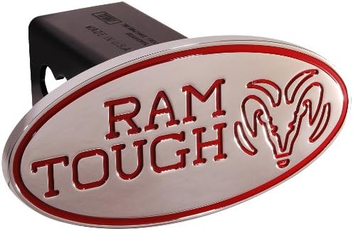 TM Performance 80022 Red Dodge Ram Tough Oval 2" Billet Hitch Cover