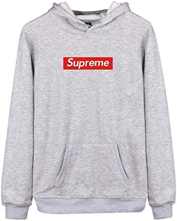 frose Womens Supreme Printed Hip Hop With Kangaroo Pocket Pullover Hoodie Sweatshirts