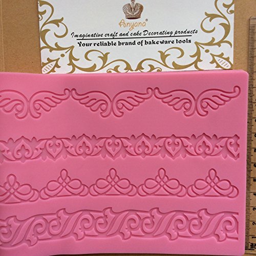 Anyana 14" sugar edible wave scroll flourish cake silicone Embossing Mat Texture fondant impression lace decorating mold gum paste cupcake topper tool icing candy imprint baking moulds sugarcraft