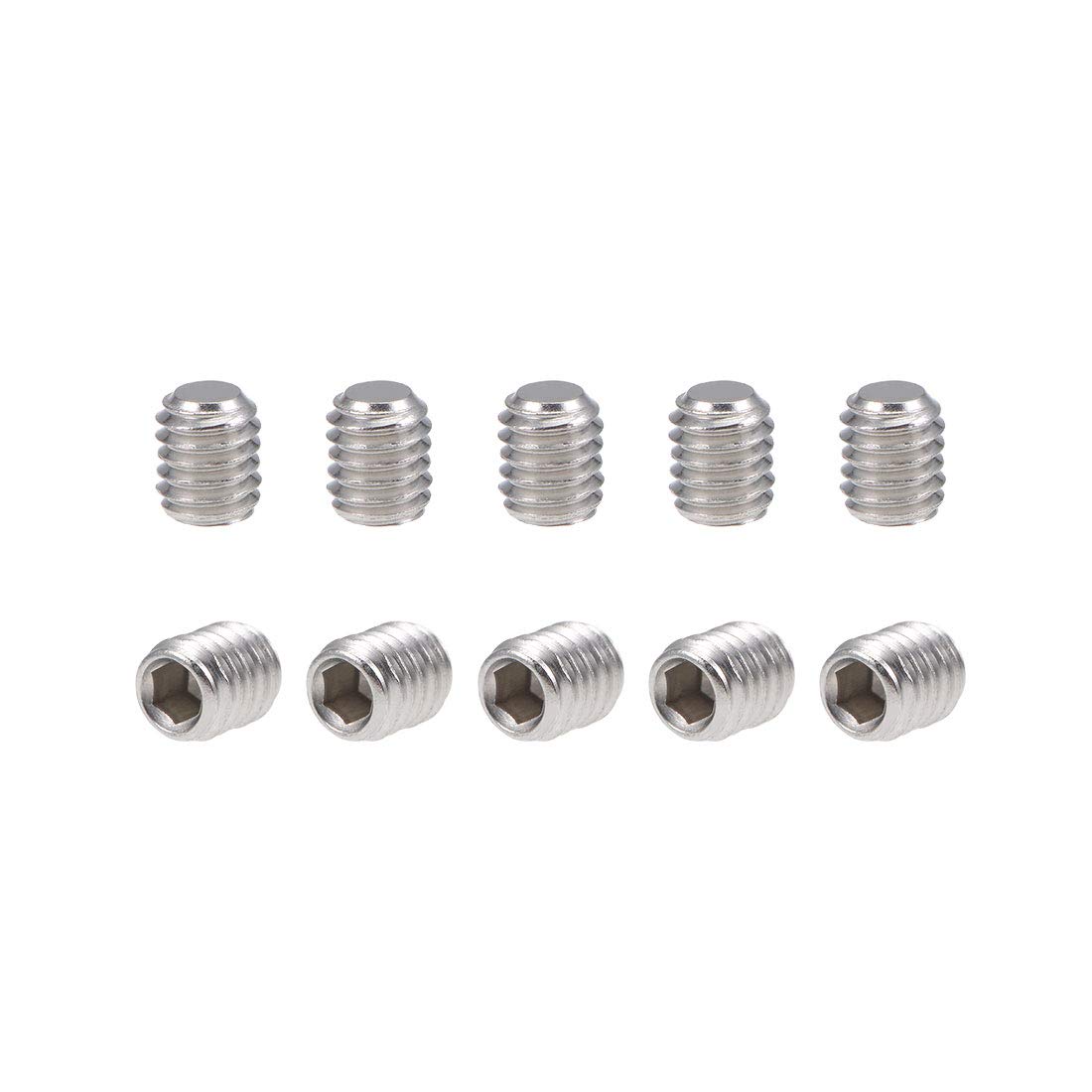 sourcing map 50Pcs M4x5mm Internal Hex Socket Set Grub Screws Flat Point 304 Stainless Steel Screw