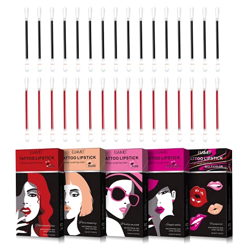 20 PCS Tattoo Lipstick Cigarettee Cotton Swab,Durable Waterproof Liquid NonStick Tattoo