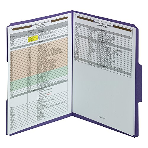 Smead Fastener File Folder, 2 Fasteners, Reinforced 1/3-Cut Tab, Letter Size, Purple, 50 per Box (13040)