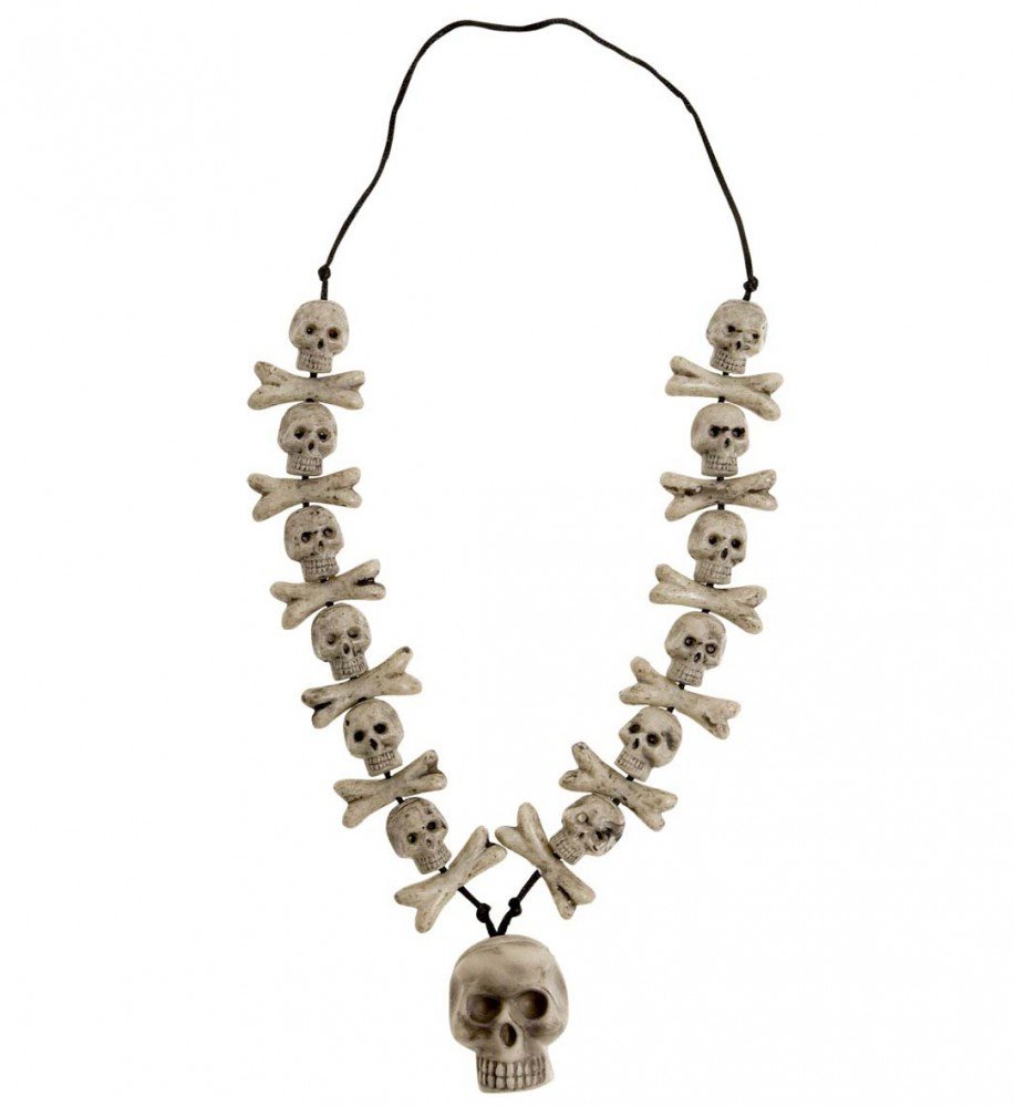 Shoperama, Halloween necklace with skulls and bones, costume accessory, jewellery, voodoo