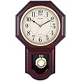 YUNTIMESS Chiming Wall Clock with Pendulum - Pendulum Wall Clock with Westminster Chimes&Strike Clock, Battery Operated, Faux Wood Pendulum Clock for Living Room, Office, Home Decor & Gift