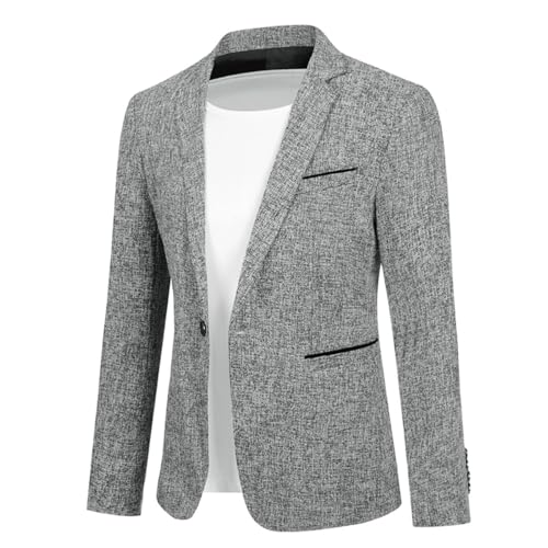 Allthemen Herren Sakko Sportlich Baumwolle Blazer Slim Modern Jacke Jackett Casual Anzugjacke Für Männer # Grau S
