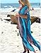Bsubseach Women's Swimwear Kaftan Blue Side Split Chiffon Maxi Robe Beach Dress Swimsuit Coverups Poncho