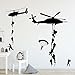 Army Wall Decals, Soldiers Parachuting from Helicopters Personalized for Kids Playroom, Children, Military Families