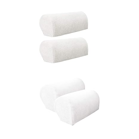 perfk 2 Paar Stretch Armlehnenbezug Armlehnenschutz Armlehnenschoner Sesselüberwurf Weiß für Sessel, Sofa und Couch