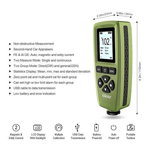 ERAY Coating Paint Thickness Gauge, Digital Mil Thickness Meter with