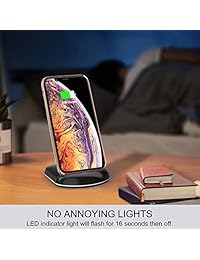 Yootech Cargador inalámbrico, Qi-certificado soporte de carga inalámbrico con adaptador rápido, compatible con iPhone XR XS Max XS X 8 8 Plus, 10 W carga rápida Galaxy S10 S10 Plus S10E S9 (adaptador rápido incluido)