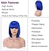 Rosa Star Short Bob Sapphire Blue Wig with Bangs Glueless Straight Synthetic Hair Wigs for Women Costume Cosplay Halloween Holiday Party