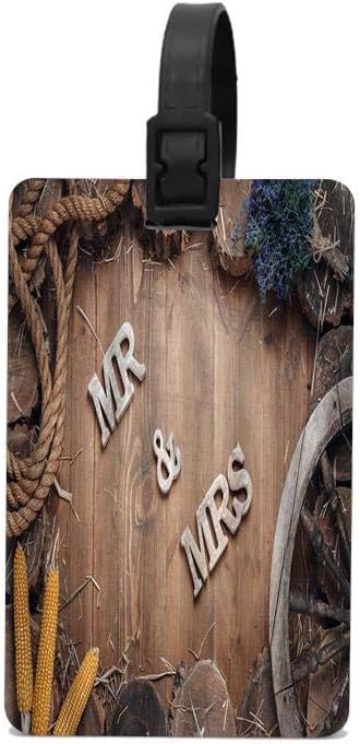 PoppyAnthony Wedding Words Mr and Mrs in Frame of Stumps on Wooden Valentines Day Cunstom Luggage Bag Tags Travel Tags Travel ID Tag
