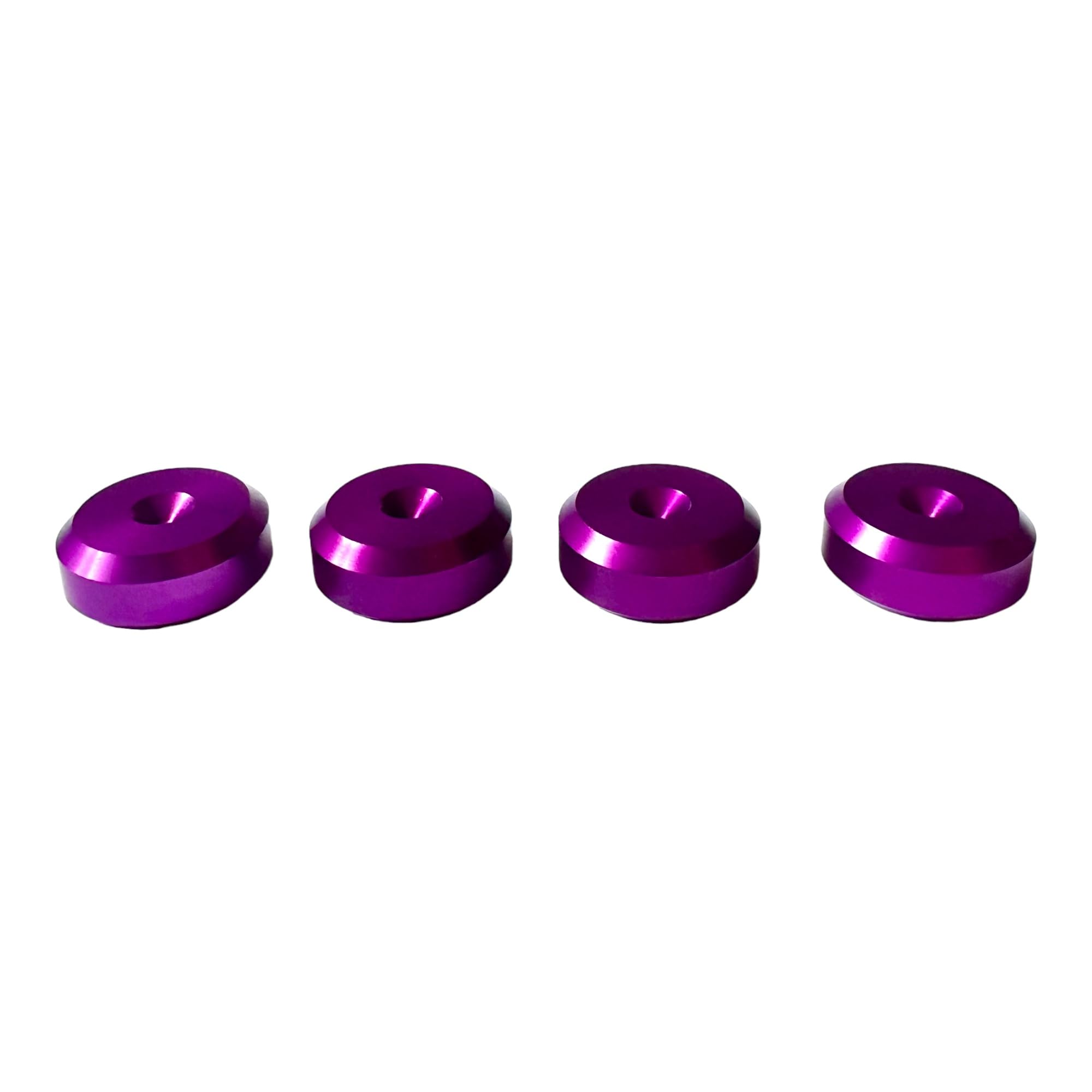 PrecisionGeek® Chamfered Speaker Spike Pads – Isolation Pads for HiFi Speakers, Subwoofers & Speaker Stands – Anti-Vibration (Ø20 mm – Purple Aluminium – Pack of 4)