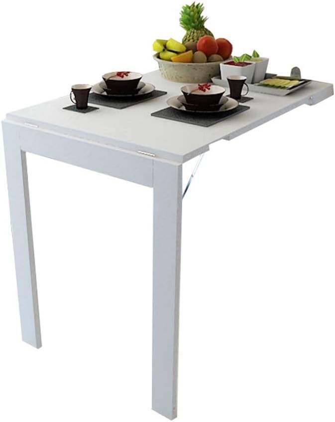 LHY Wall-Mounted Drop-Leaf Table Wood Folding Table Fold Photo Frame Convertible Desk Solid Wood Table Kitchen Dining Desk,White