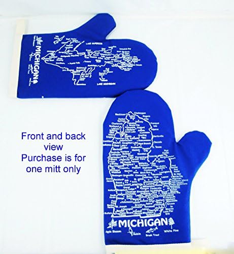 Professional SMichigan Oven Mitt-Upper & Lower Peninsula Map-Blue-Qty-1