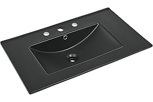 SWISS MADISON 30" Vanity Top Bathroom Sink With 3 Holes in Matte Black