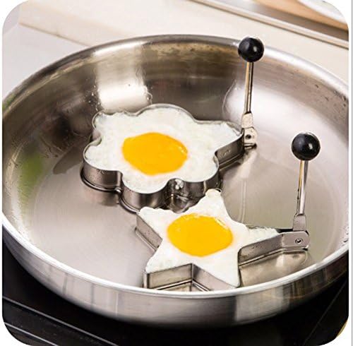 CXFashion Stainless Steel Fried Egg Mold Pancake Kitchen Tool Ring Cooker Maker Shaper (Shape Heart, Round, Flower, Star) (Ring Shape)