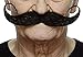 Mustaches Self Adhesive Fake Mustache, Novelty, Capt' Hook False Facial Hair, Costume Accessory for Adults, Black Color