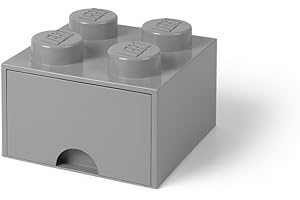 Room Copenhagen, LEGO Brick Drawer - Stackable Storage and Décor - Brick 4, Medium Stone Grey
