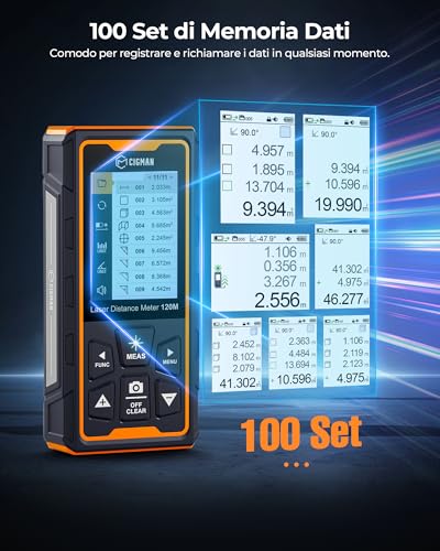 120M Laser Meter, CIGMAN Built-in Camera, Laser Rangefinder with 4X Zoom Camera, LCD Screen, IP65 Laser Measuring Device, 16 Outdoor Measurement Modes (CD-120G)
