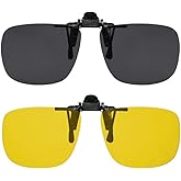 Success Eyewear Clip On Sunglasses Flip Up Polarized Sunglasses Clip onto Eyeglasses Over Prescription Glasses Case Included