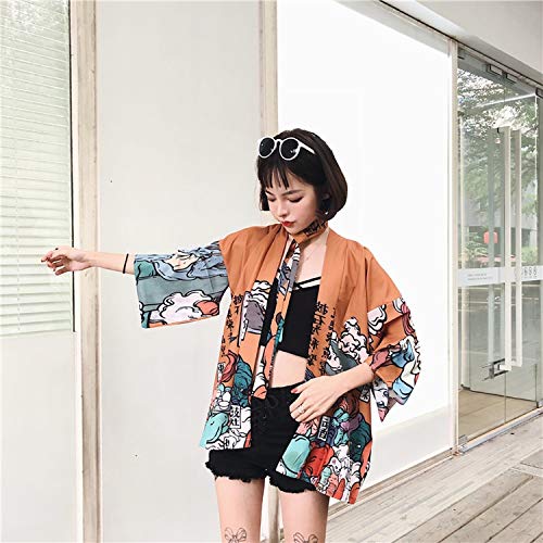Kimono Cardigan Blouse Shirt Summer Beach Kimonos Woman Cosplay Japanese Streetwear Komono Ff1126,1,One Size - Thumbnail 4