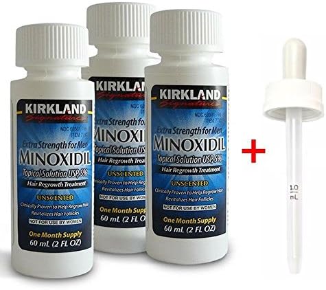Kirkland Signature puWhyB Minoxidil Hair Regrowth Solution For Men, Package Includes Child-Resistant Dropper Applicator, 3 Month Supply (5 Units)