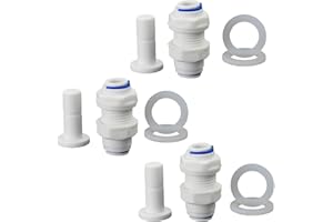AIMATRUN 3/8" Reverse Osmosis (RO) Pipe Fittings, Bulkhead Fittings, Quick-Connect Bulkhead Fittings, Plastic Push-to-Connect Fittings for Reverse Osmosis Water Systems, Water Filters, and Water Purifiers3PCS