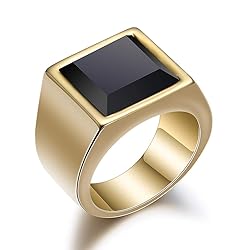 MYNENEY 14K Gold/Silver/Black Plated Square Signet
