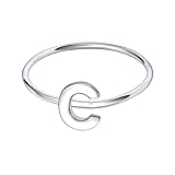 AOEDEJ Simple Initial Rings Capital Letter Ring 925