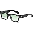 EYLRIM Square Frame Sunglasses for Women Men Trendy Chunky Rectangle Sun Glasses Black Shades UV400 Protection