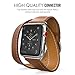 MoKo Band for Apple Watch Series 1 Series 2, Luxury Genuine Leather Smart Watch Band Strap Double Tour Replacement for 38mm Apple Watch 2015 and 2016, Brown (Not Fit 42mm Versions)