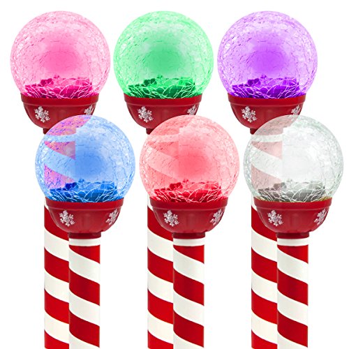 6pk LED Solar Pathway Lights Christmas Crackle Color-Changing Holiday Landscape Outdoor Garden Walkway Lighting Path Lights Decorations