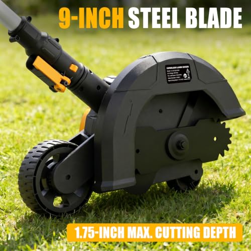 Houselife Cordless Lawn Edger Compatible with DeWalt 20V Max Battery (Tool Only), 9-Inch Electric Edger Trencher Tool with Dual Wheels, 4 Adjustable Depths, 3500RPM for Driveway Sidewalk Landscaping