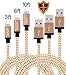 LOVRI 3pack 3ft 6ft 10ft Nylon Braided lightning cords to USB Cable for iPhone 5/5s/5c/5se,6/6s,6/6s Plus,iPod,iPad Mini,iPad,iPad Air [brown & silver]