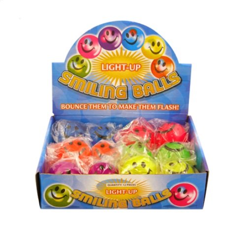 HENBRANDT Light Up Smiling Bouncy Balls 5cm - Wholesale Box of 12