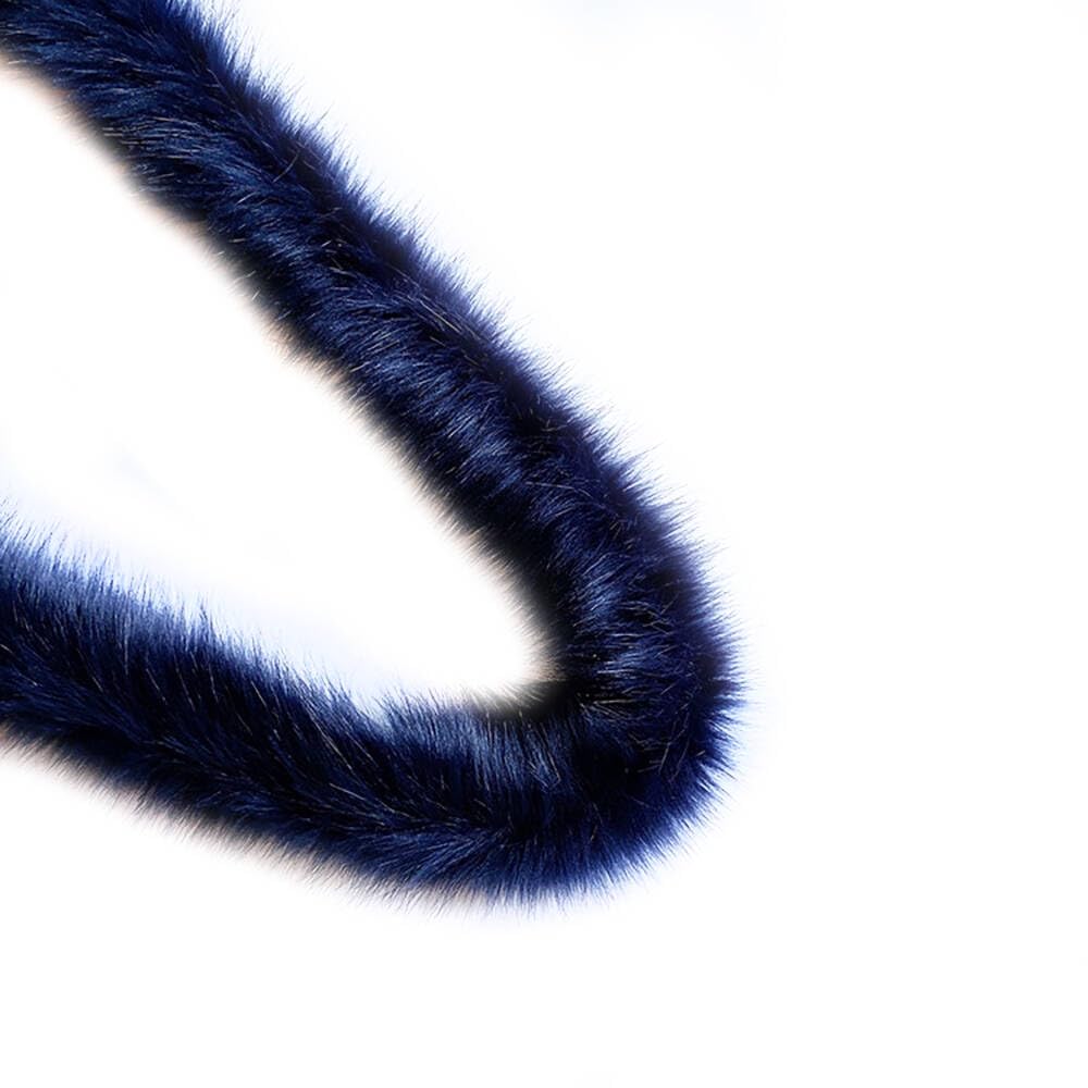 2 m 8 cm Faux Fur Border Faux Fur Ribbon Decorative Ribbon Craft Plush Ribbon Clothing Supplies for DIY Craft Sewing, Gift Decoration, Clothing Decoration, Navy Blue