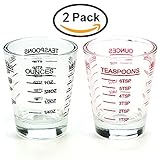 Shot Glasses , Measuring cup Liquid Heavy Glass, 26-Incremental Measurement;Wine Glass,4 Features (Black and Red)