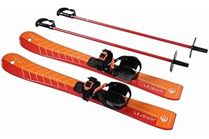 Crescent Moon Cross Country Skis for Kids Backyard Fun: Toddler Skis with Poles and Bindings, Winter Sports Snow Set for Begi