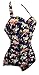 Angerella Retro Vintage Floral One Piece Pin Up Monokinis Swimsuit Navy,5XL