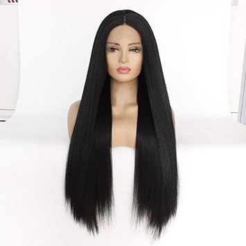 Amazon Com Long Wave Wig Medium Length Straight Synthetic Hair