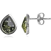 Ian and Valeri Co. Green Amber Sterling Silver Stud Earrings