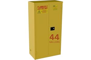 Jamco 44 Gallon Flammable Safety Cabinet, Steel Flammable Storage Cabinet with Lockable Self-Closing Doors, Non Forkliftable, 34" x 18" x 65", Yellow