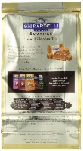 Ghirardelli Caramel Trio (Milk and Caramel, Dark and Caramel and Dark and Sea Salt Caramel) Chocolate Squares Bag, 8.51-Ounce