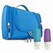 Hanging Travel Toiletry Bag + Silicone Bottles Set - Premium Quality Travel Organizer for Men & Women - Toiletry Kit for Cosmetics, Makeup, Shaving Accessories, Bathroom (blue)