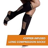 CopperJoint - Copper-Infused Long Compression Socks, Comfortable and Durable Design Promotes Blood Circulation in Feet and Legs for All Lifestyles, Pair