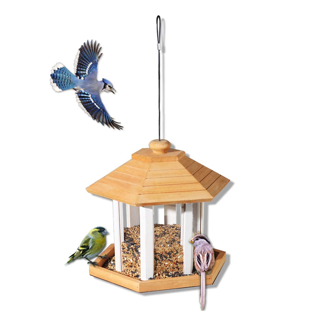 Zdylm Y Hummingbird Feeder Hanging Wooden Waterproof Bird Seed