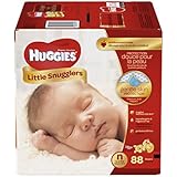 HUGGIES Little Snugglers Baby Diapers, Size Newborn, for 6-9 lbs., 88 Count, Packaging May Vary